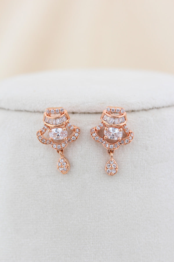 Pendant Set In Rose Gold Polish And A Small Bell Pendant And Small Matching Earrings (PS005)