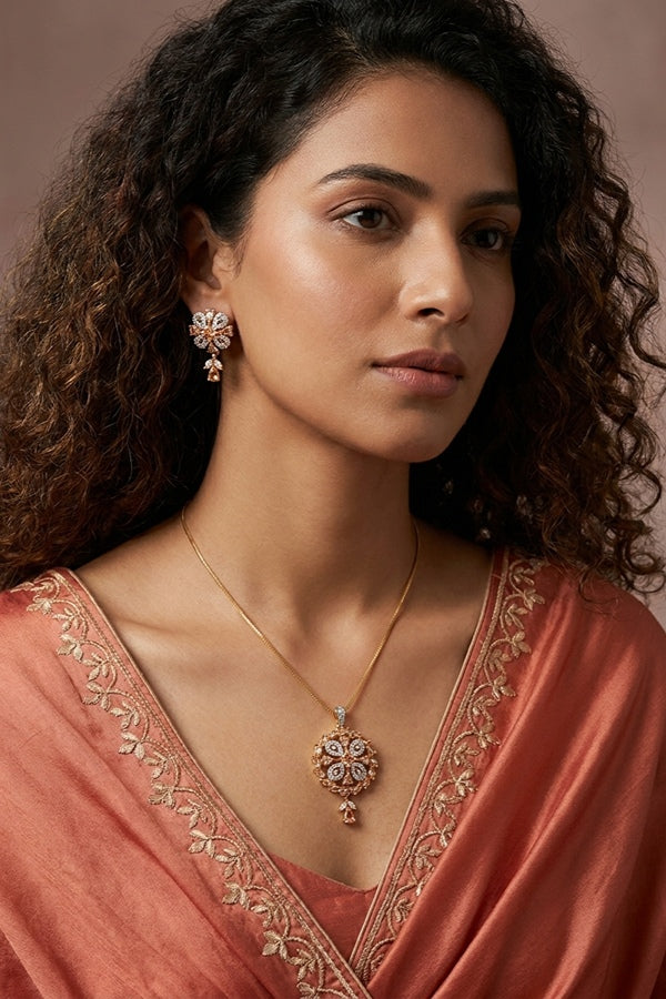 Premium Quality Combo Pendant Set With Small Earrings, Adjustable Ring And Bracelet