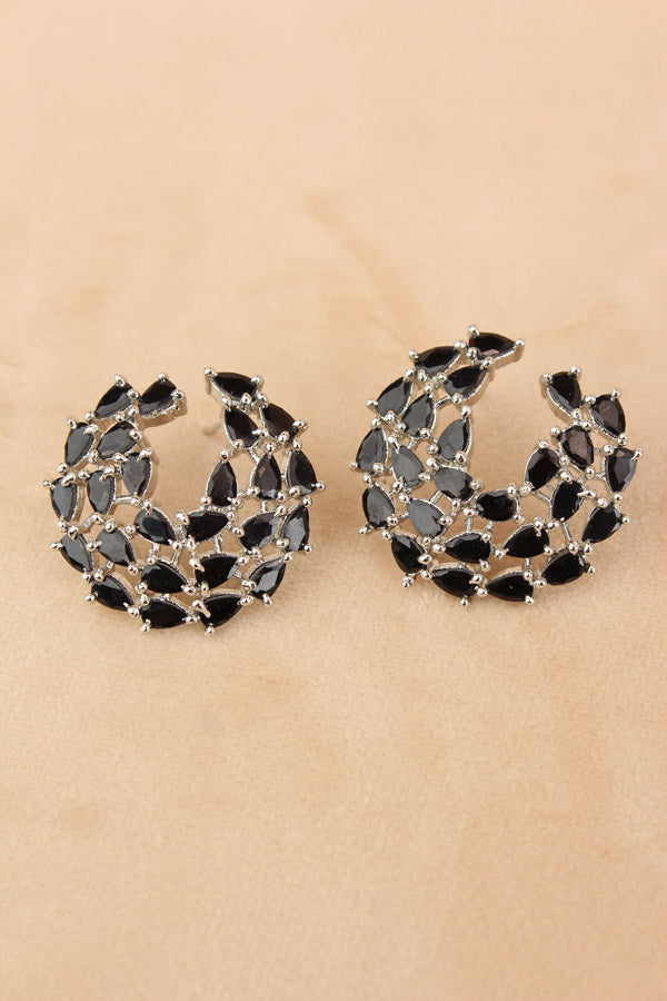 Studs With Black Colour American Diamonds Stones (ST001-Bl-B1)