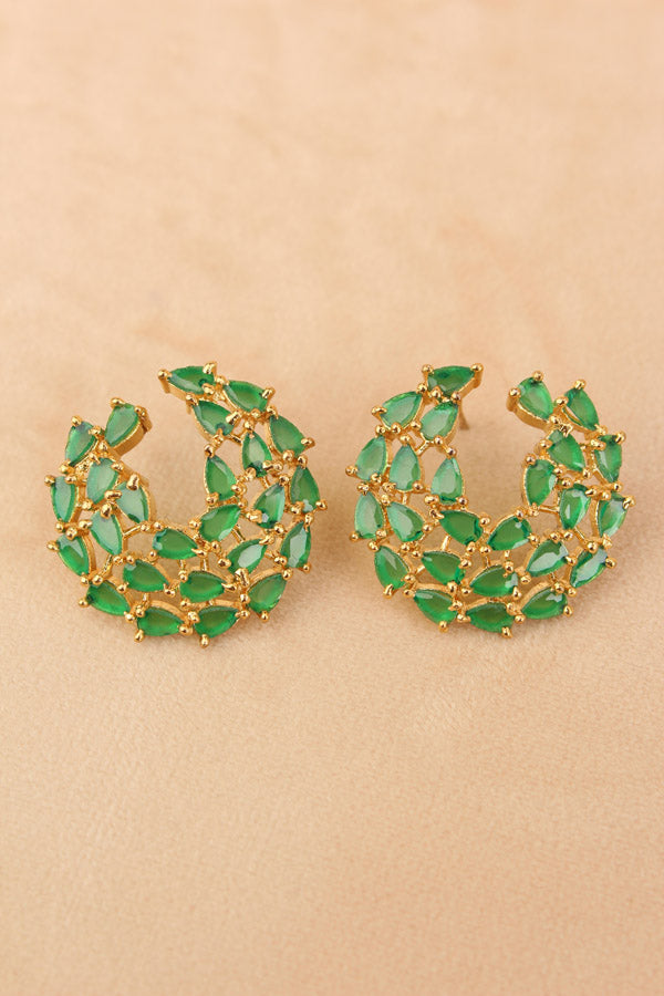 Studs With Green Colour American Diamonds Stones (ST001-G-B1)