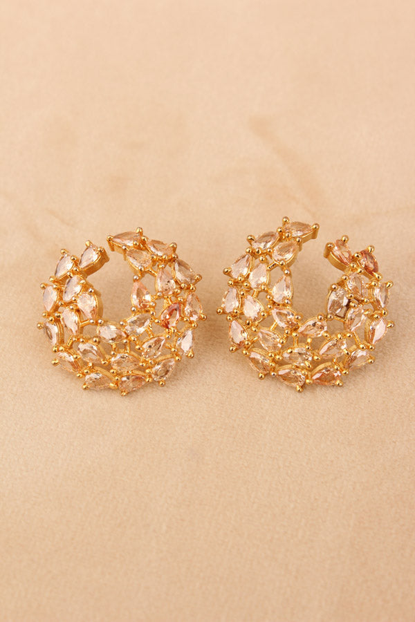 Studs With Gold Colour American Diamonds Stones (ST001-Go-B1)