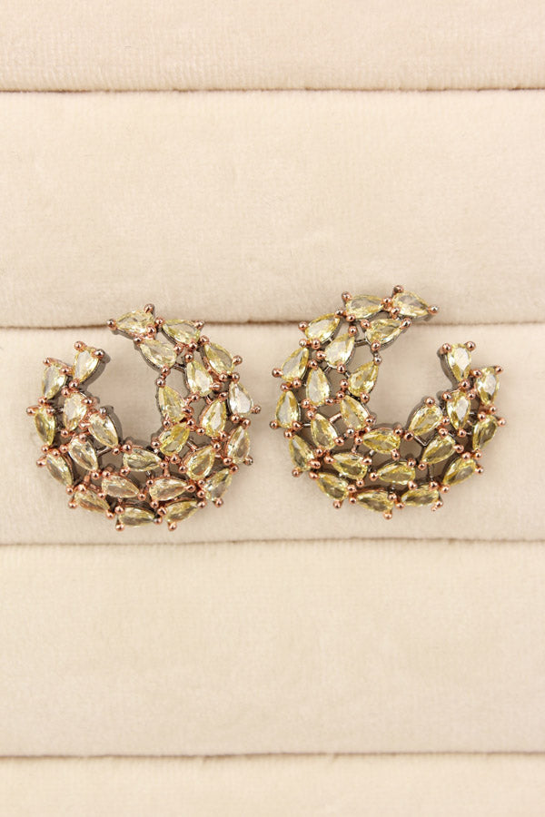 Studs With Light Green Colour American Diamonds Stones (ST001-LG-B1)