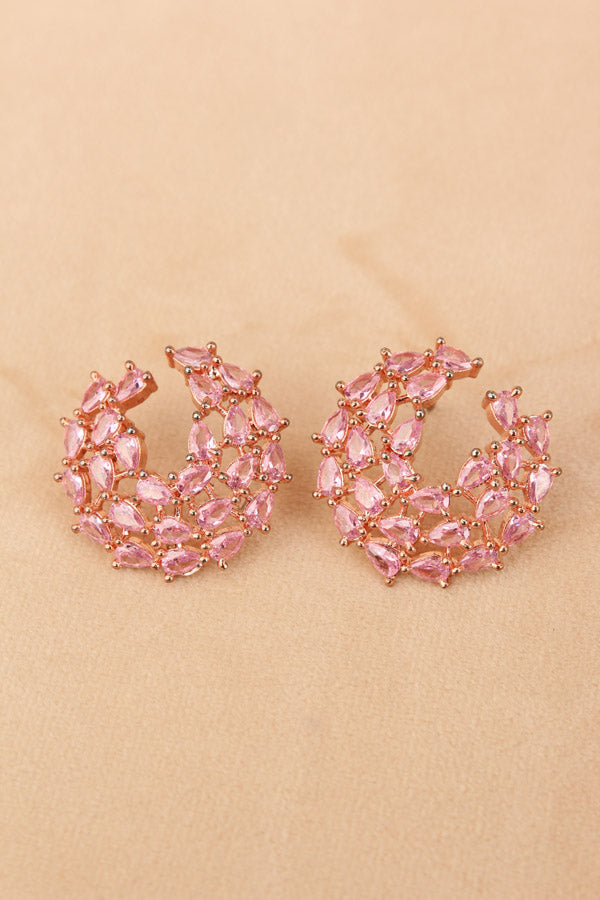 Studs With Pink Colour American Diamonds Stones (ST001-P-B1)