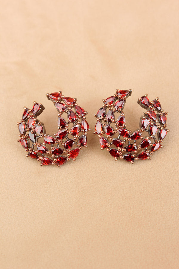 Studs With Red Colour American Diamonds Stones (ST001-R-B1)