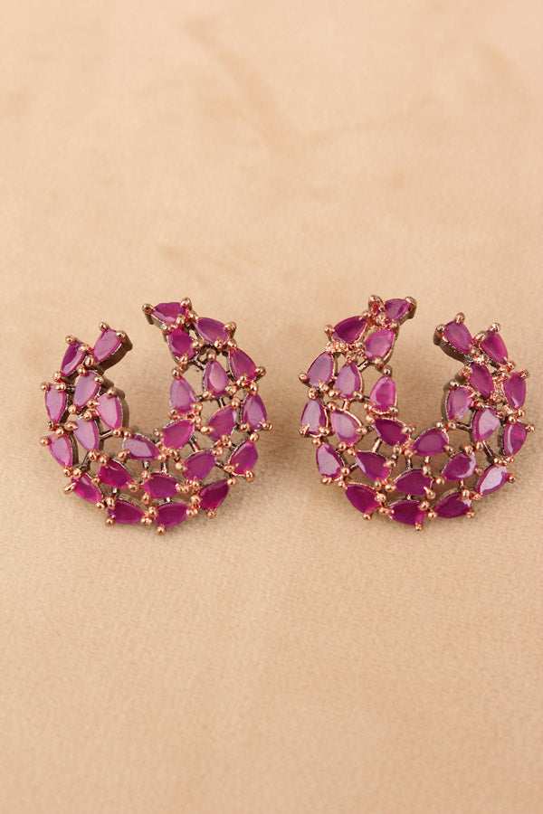 Studs With Ruby Colour American Diamonds Stones (ST001-RU-B1)