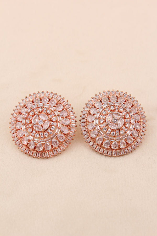 Large American Diamonds Studs In Rose Gold Colour (ST011-RG-B1)
