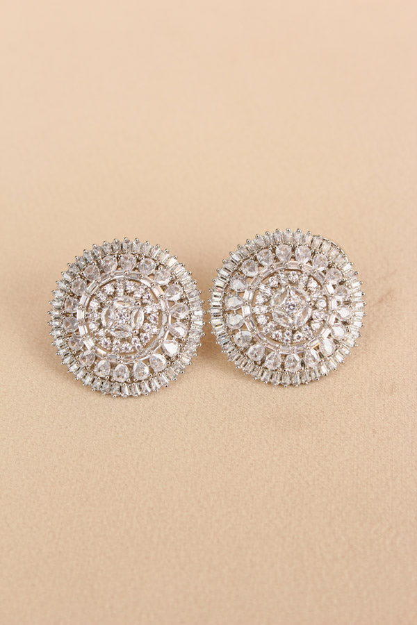 Large American Diamonds Studs In Silver Colour (ST011-S-B1)