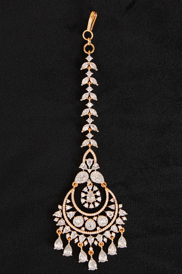 Tikka With American Diamonds In Gold Polish (T001-G-AD)
