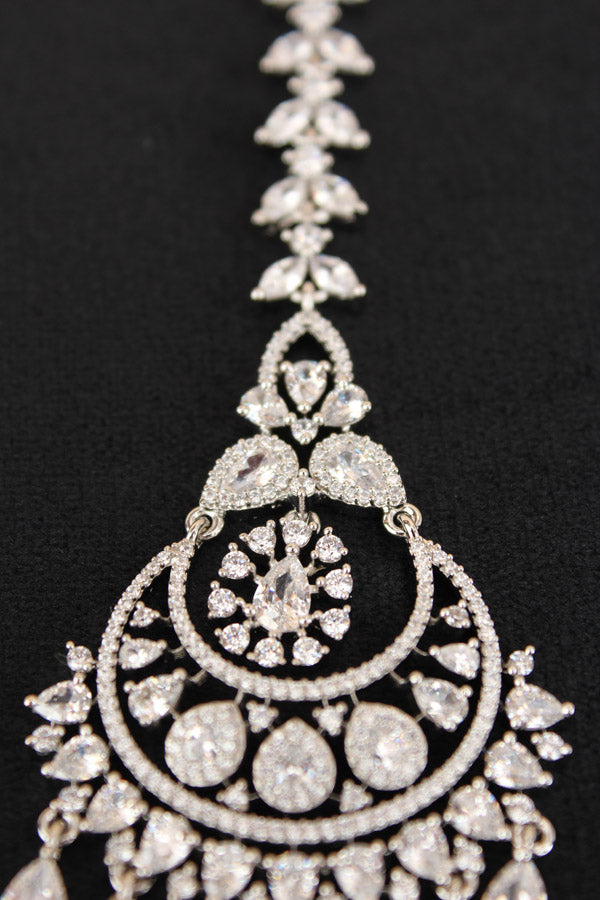 Tikka With American Diamonds In Silver Polish (T001-S-AD)