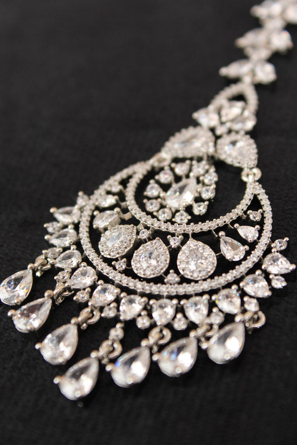 Tikka With American Diamonds In Silver Polish (T001-S-AD)