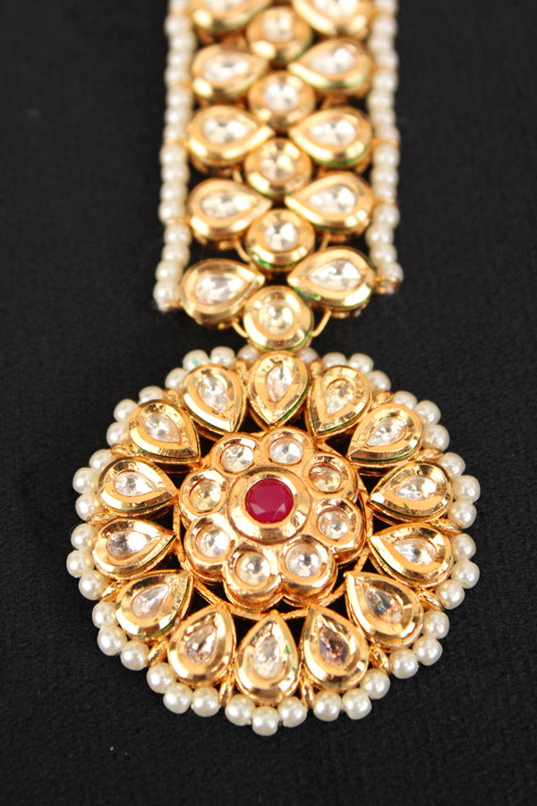 Gold Polish Tikka With Kundan (T001-K)