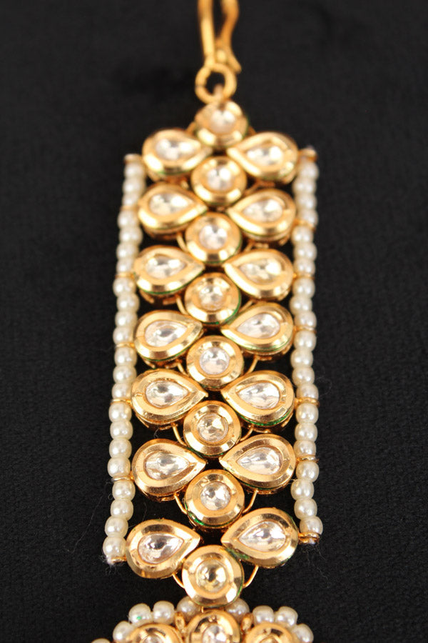 Gold Polish Tikka With Kundan (T001-K)