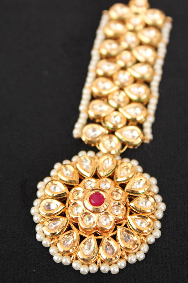 Gold Polish Tikka With Kundan (T001-K)