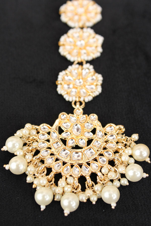 Tikka With Stones And White Beads Also White Pearls Attached (T002-FA)