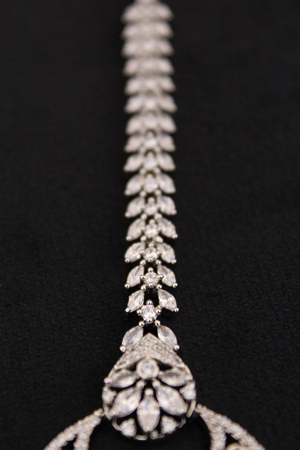 Premium Quality Tikka In Silver Polish With American Diamonds (T002-S-AD)