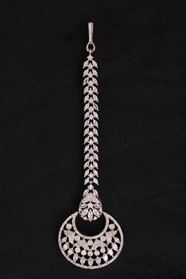 Premium Quality Tikka In Silver Polish With American Diamonds (T002-S-AD)