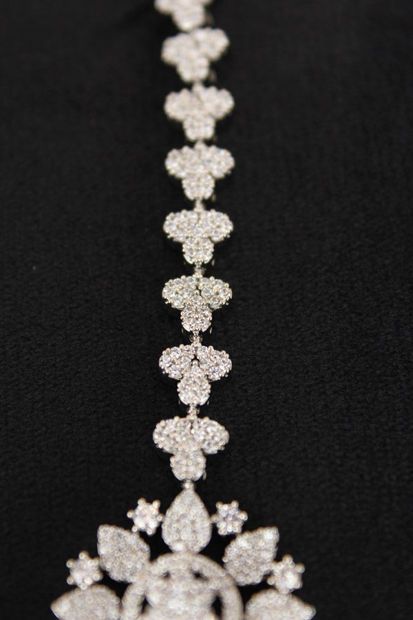Tikka With American Diamonds In Silver Polish (T004-S-AD)