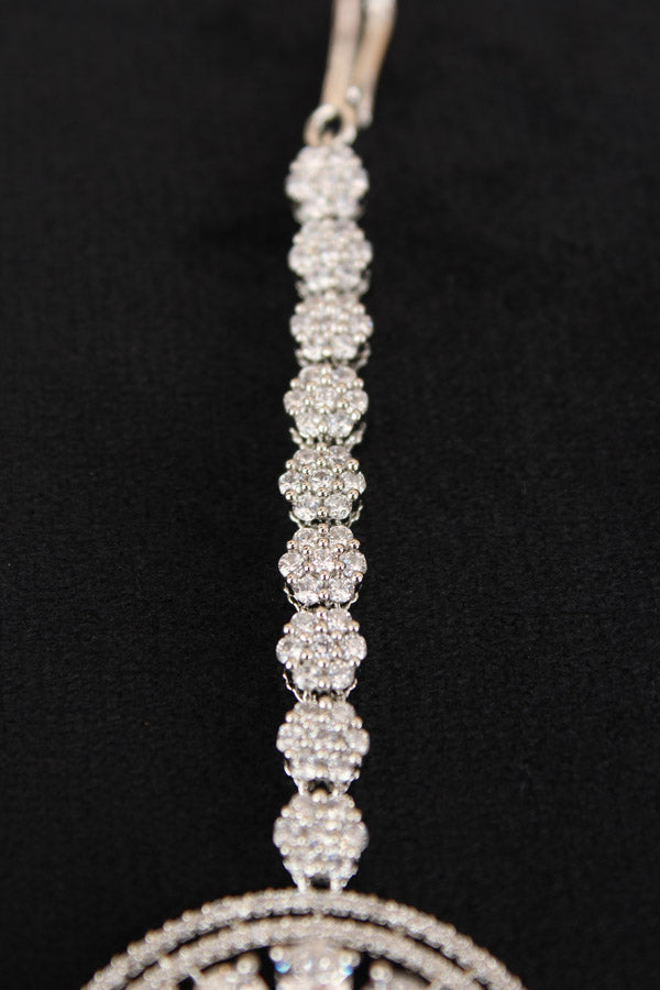 Premium Quality Tikka In Silver Polish With American Diamonds (T005-S-Ad)