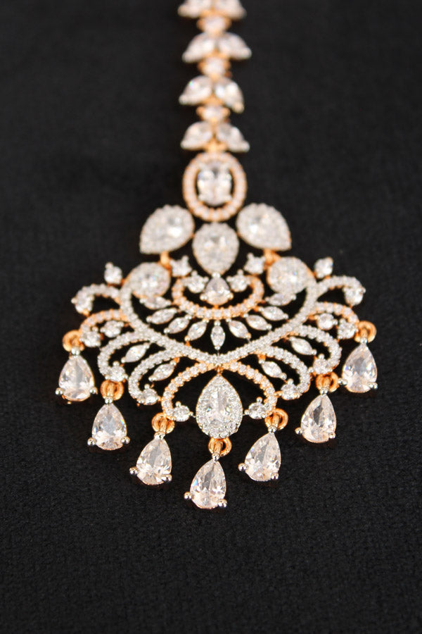 Gold Polish Tikka With American Diamonds (T008-AD)
