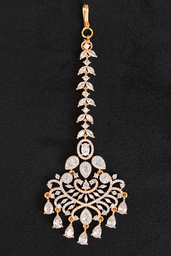 Gold Polish Tikka With American Diamonds (T008-AD)