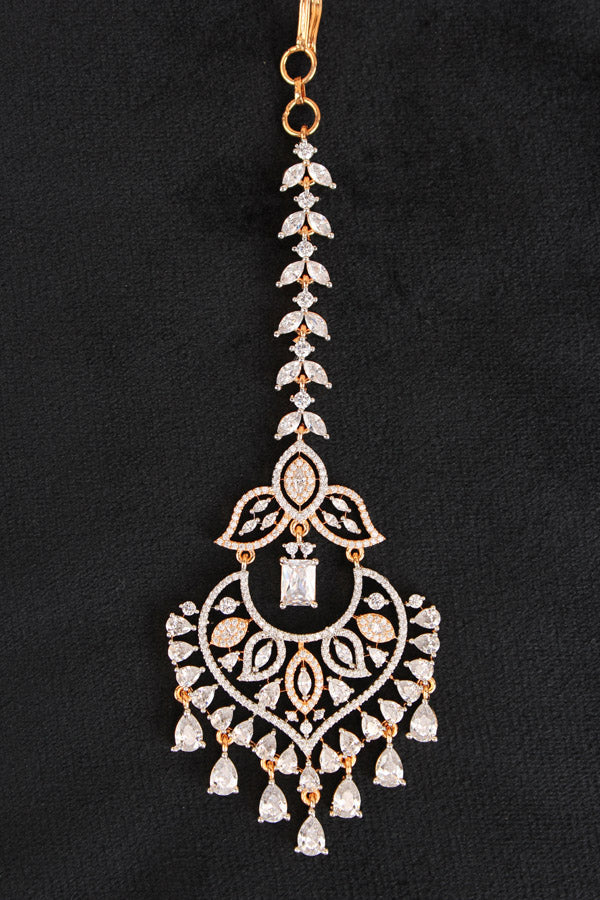 Gold Polish Tikka With American Diamonds (T009-G-AD)