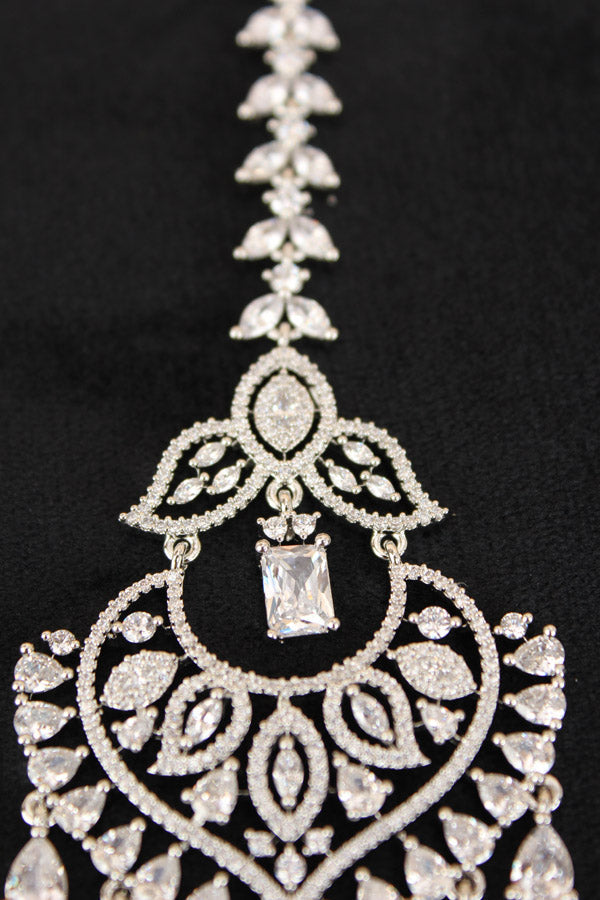 Silver Polish Tikka With American Diamonds (T009-S-AD)