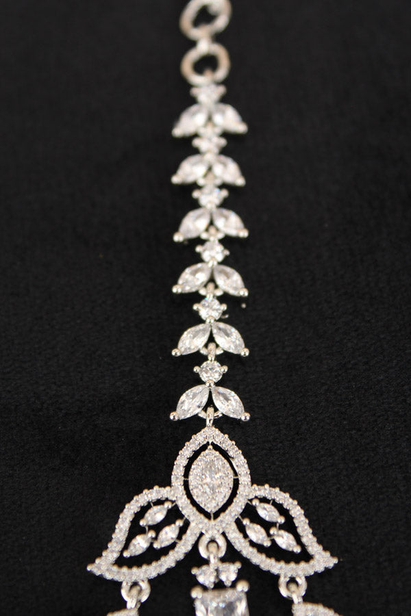 Silver Polish Tikka With American Diamonds (T009-S-AD)