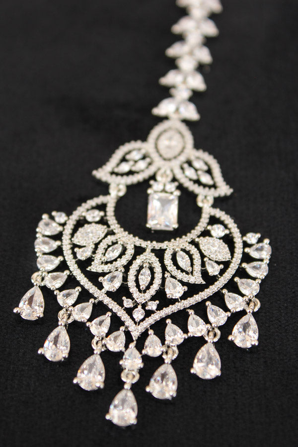 Silver Polish Tikka With American Diamonds (T009-S-AD)