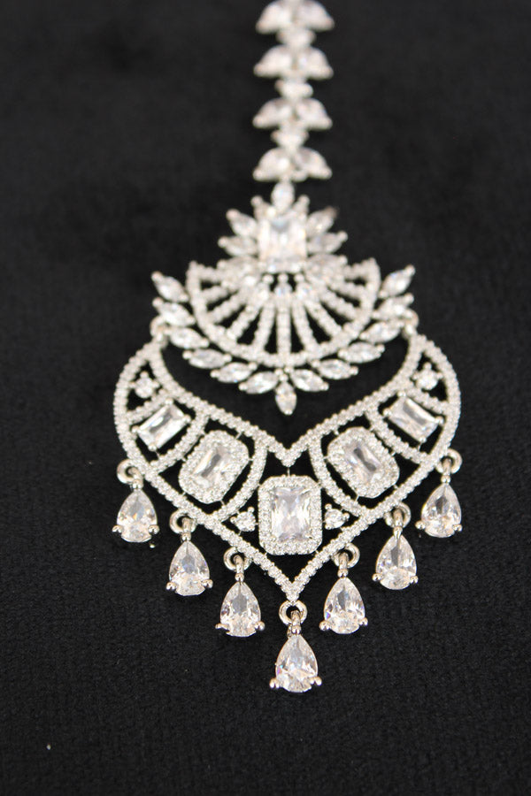 Tikka In Silver Polish With American Diamonds (T010-S-AD)