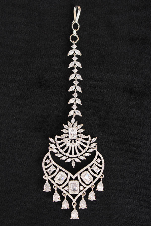 Tikka In Silver Polish With American Diamonds (T010-S-AD)