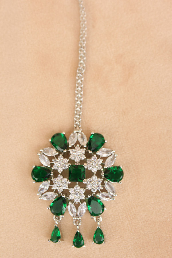 Premium Quality Tikka With Green Stones (T011-G-AD)
