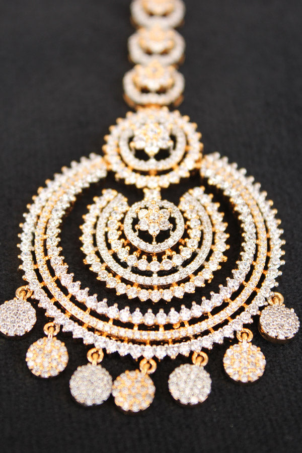 Gold Polish Tikka With American Diamonds (T013-G-AD)