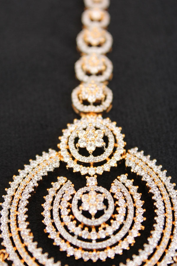 Gold Polish Tikka With American Diamonds (T013-G-AD)