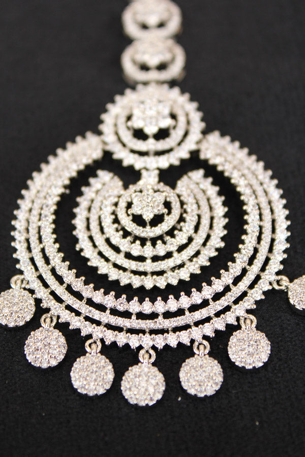 Silver Polish Tikka With American Diamonds (T013-S-AD)