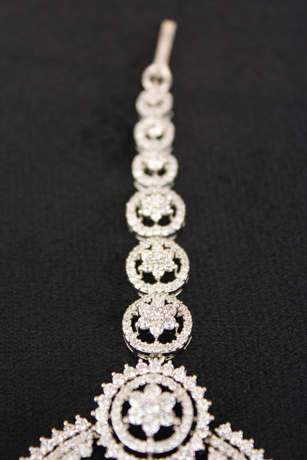 Silver Polish Tikka With American Diamonds (T013-S-AD)