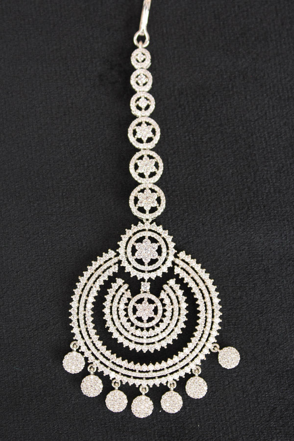 Silver Polish Tikka With American Diamonds (T013-S-AD)