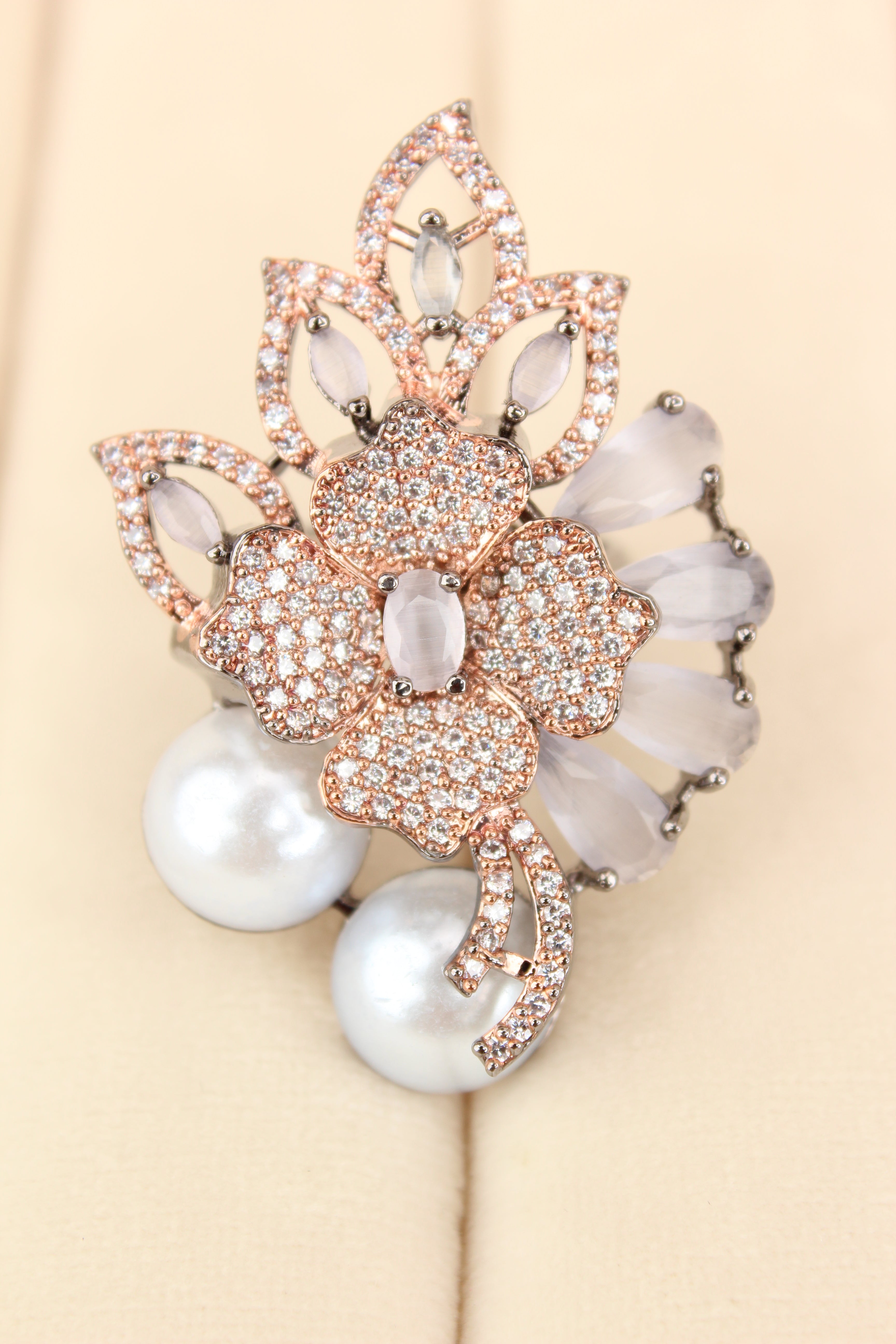 adjustable-american-diamond-ring-with-flower-design-and-pearls-attached-in-grey-ADR003-GY-1