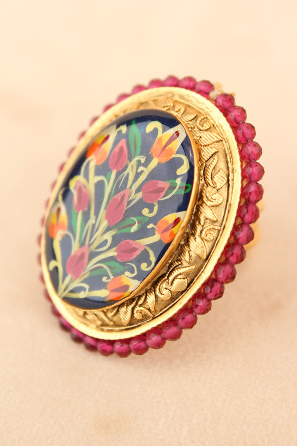 Adjustable Ring With Blue Colour Design (RF002-B)