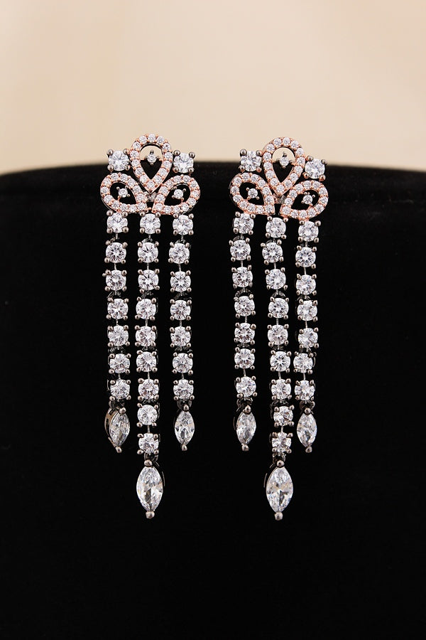 Necklace Set in American Diamonds With Center Pendant And Grey Colour Stones (NS002-AD-GY)