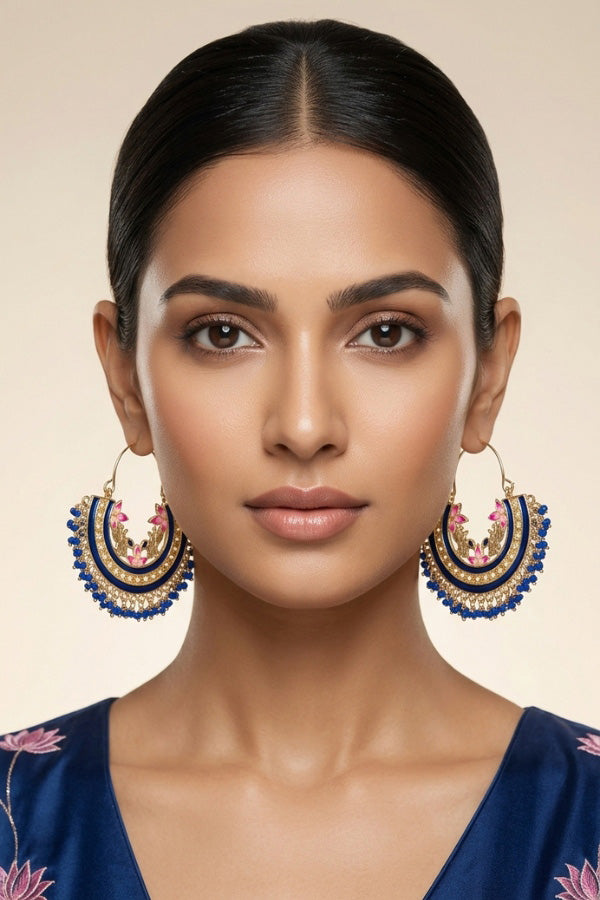Colourful Balia In Blue Colour And Small Beads Attached (BA004-B-B1)