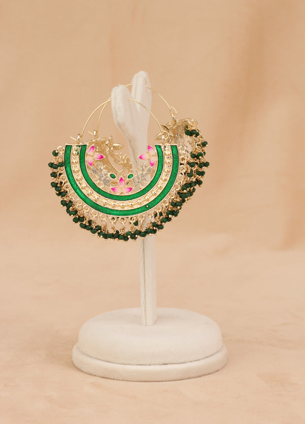 Colourful Balia In Green Colour And Small Beads Attached (BA004-G-B1)