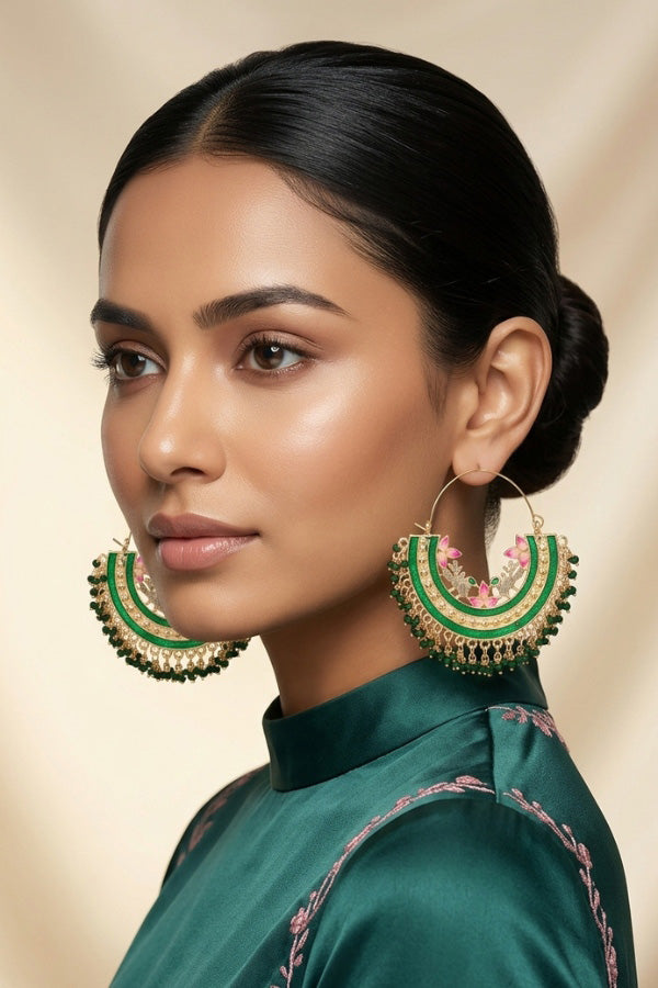 Colourful Balia In Green Colour And Small Beads Attached (BA004-G-B1)