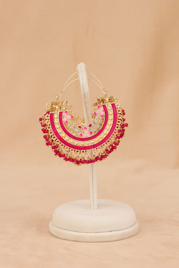 Colourful Balia In Hot Pink Colour And Small Beads Attached (BA004-HP-B1)
