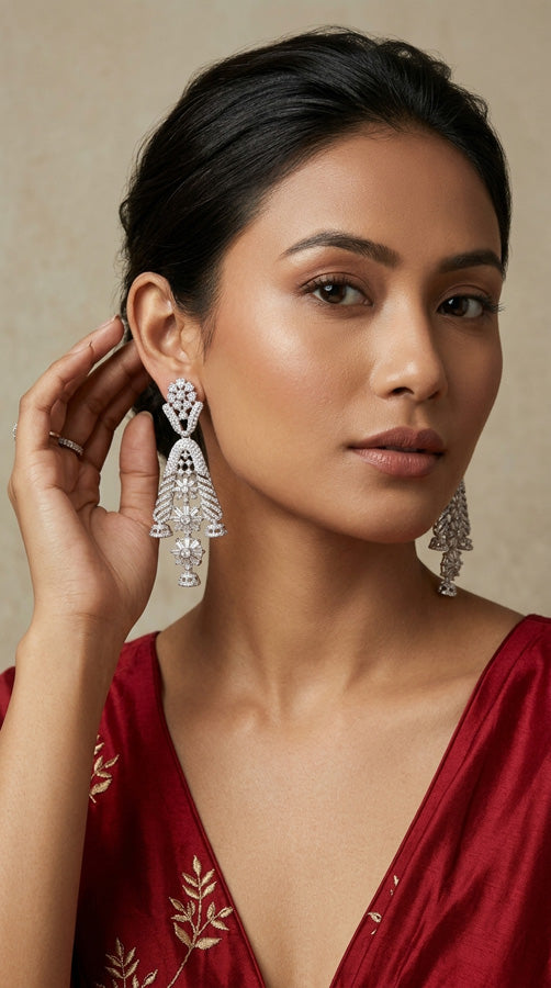 Danglers In Silver Polish And Premium Quality With Small Pendants Attached (ADE008)