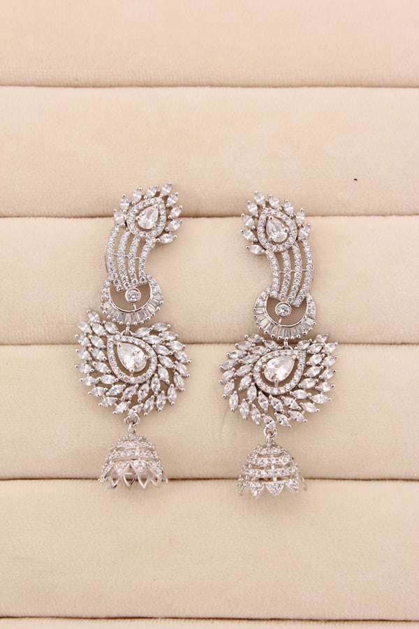 Danglers In Silver Polish In Premium Quality With Small Pendants Attached (ADE006)