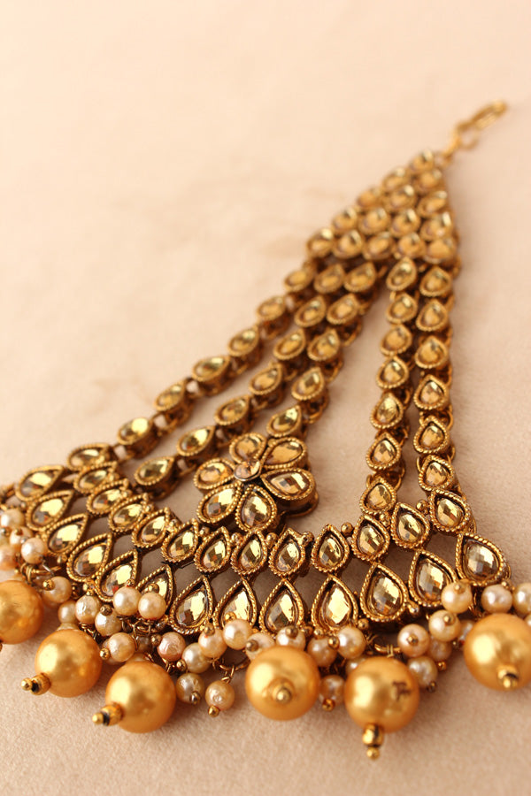 Fashionable Passa With Golden Pearls Attached (PAS014-GO)