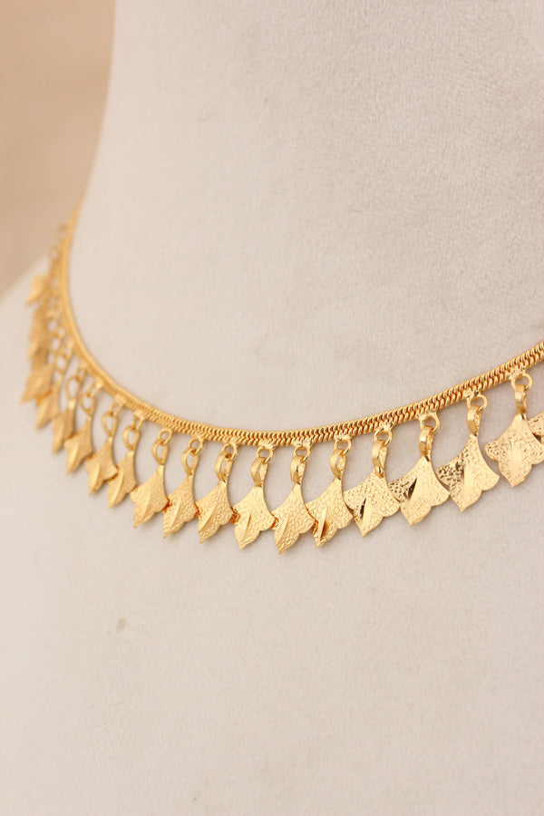 Fully Gold Plated Punjabi Jadau Necklace Set With Large Earrings And Tikka (PJNS010)