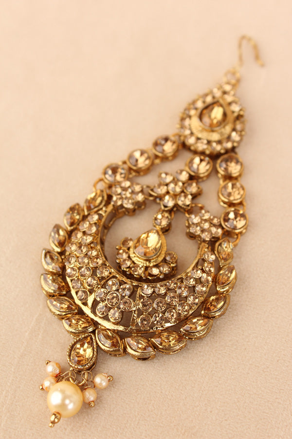 Gold Colour Fashionable Passa With Gold Colour Stones And Single Pearl (PAS019)