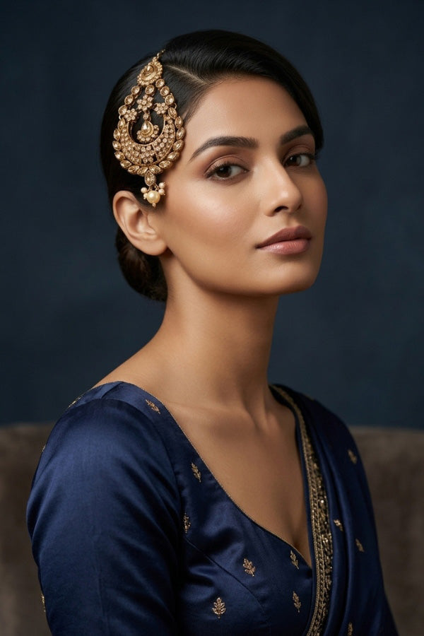 Gold Colour Fashionable Passa With Gold Colour Stones And Single Pearl (PAS019)