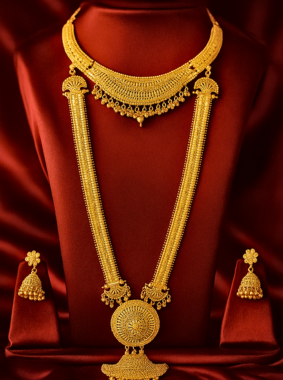 A beautiful set of Gold plated Necklace and earrings in denmark by Indian gehne